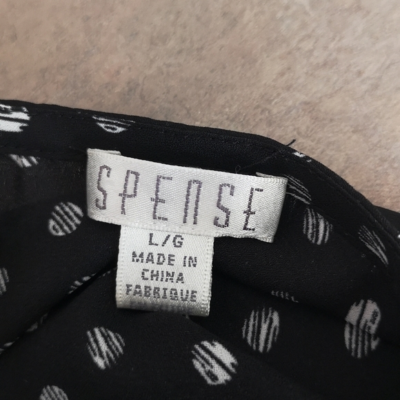 Spense Abstract Polka Dot Smocked Sleeve Detail Flowy Keyhole Back Sz L - Picture 8 of 9